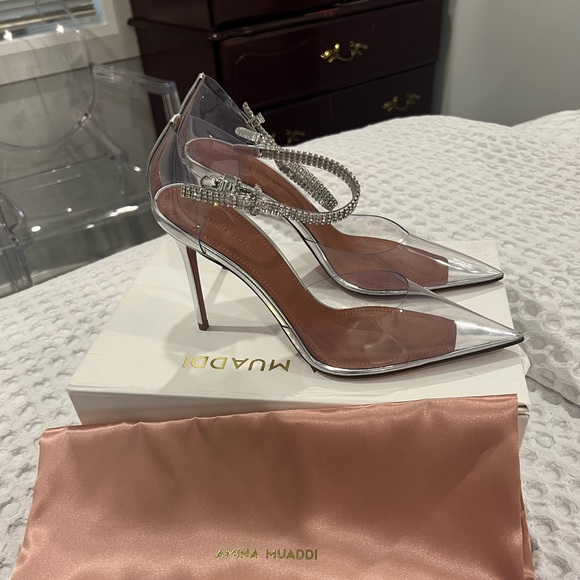 Amina Muaddi Ursina Pumps 38 1/2 *brand New* - Picture 1 of 5